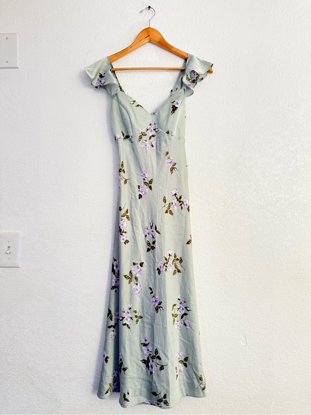 B. Smart Sage Floral Maxi Dress with Lavender Blooms